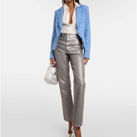 Veronica Beard Daniela Straight-Leg Metallic Jeans size 30 NWT $348 - Picture 1 of 10
